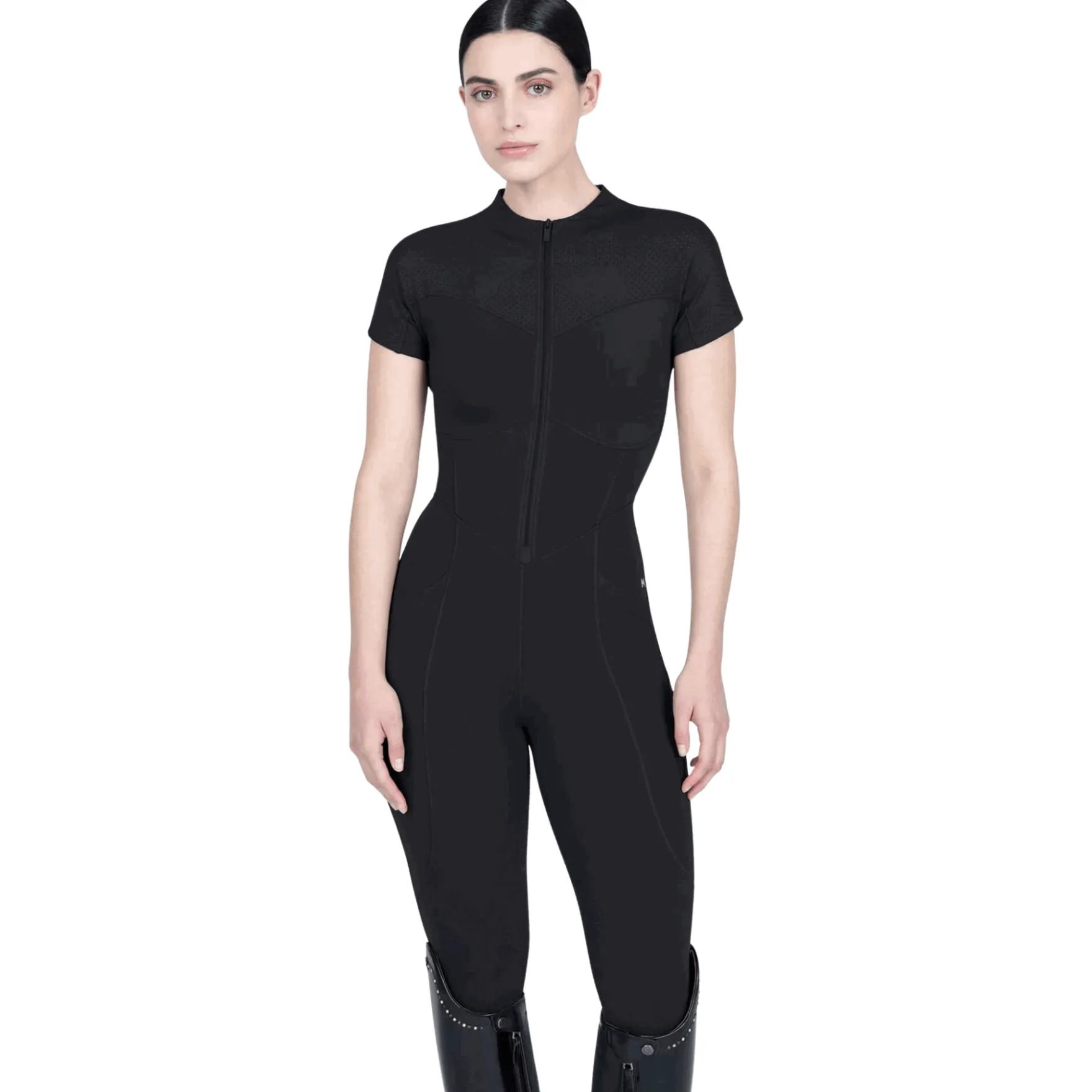 Jumpsuit Damen Air-Tech, Reitjumpsuit, Vollbesatz, Full-Grip, kurzarm