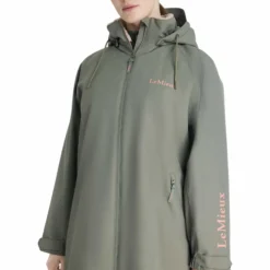 Mantel Damen HydroShield HW25, Regenmantel, Reitmantel, wasserdicht, mit Kapuze