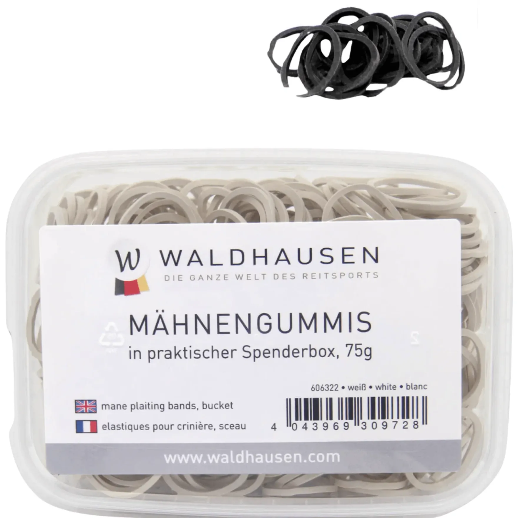 Mähnengummis, Einflechtgummis