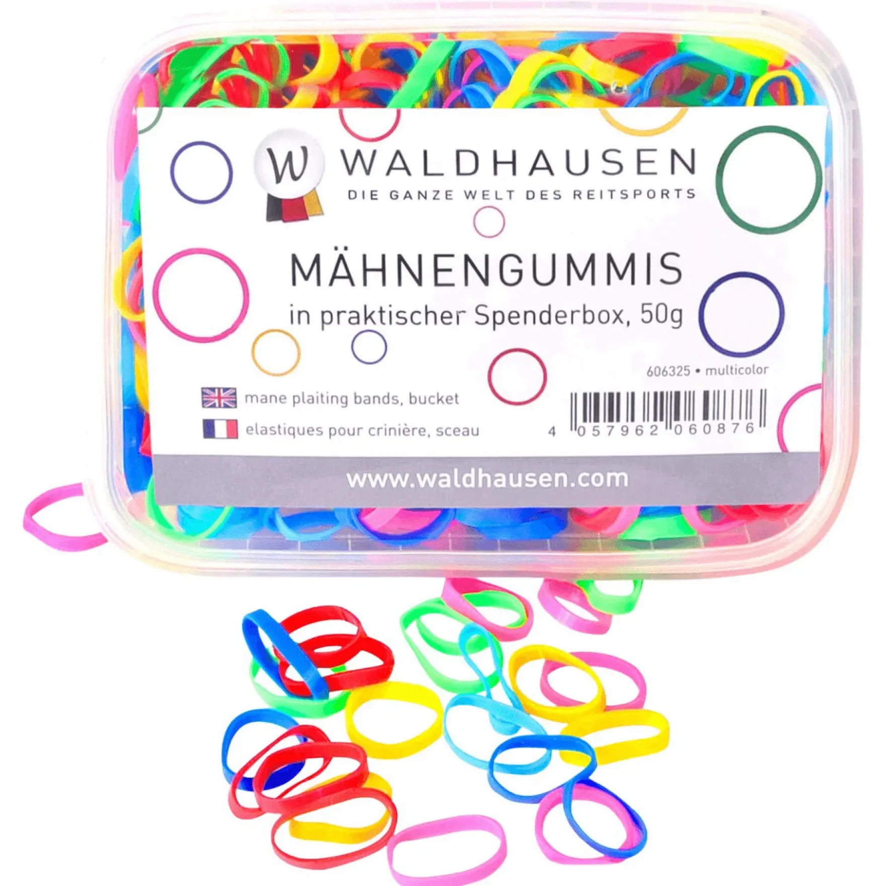 Mähnengummis extra breit, Einflechtgummis, in Box