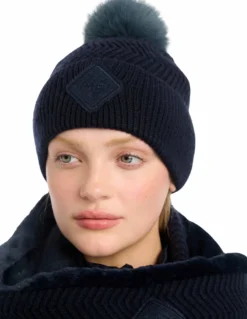 Mütze Lila HW24, Strickmütze, Bommelmütze