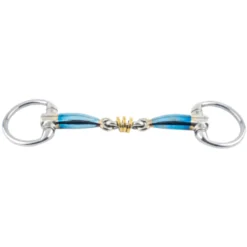 Olivenkopf-Unterlegtrense Sweet Iron, Messingringe, doppelt gebrochen, Gebiss