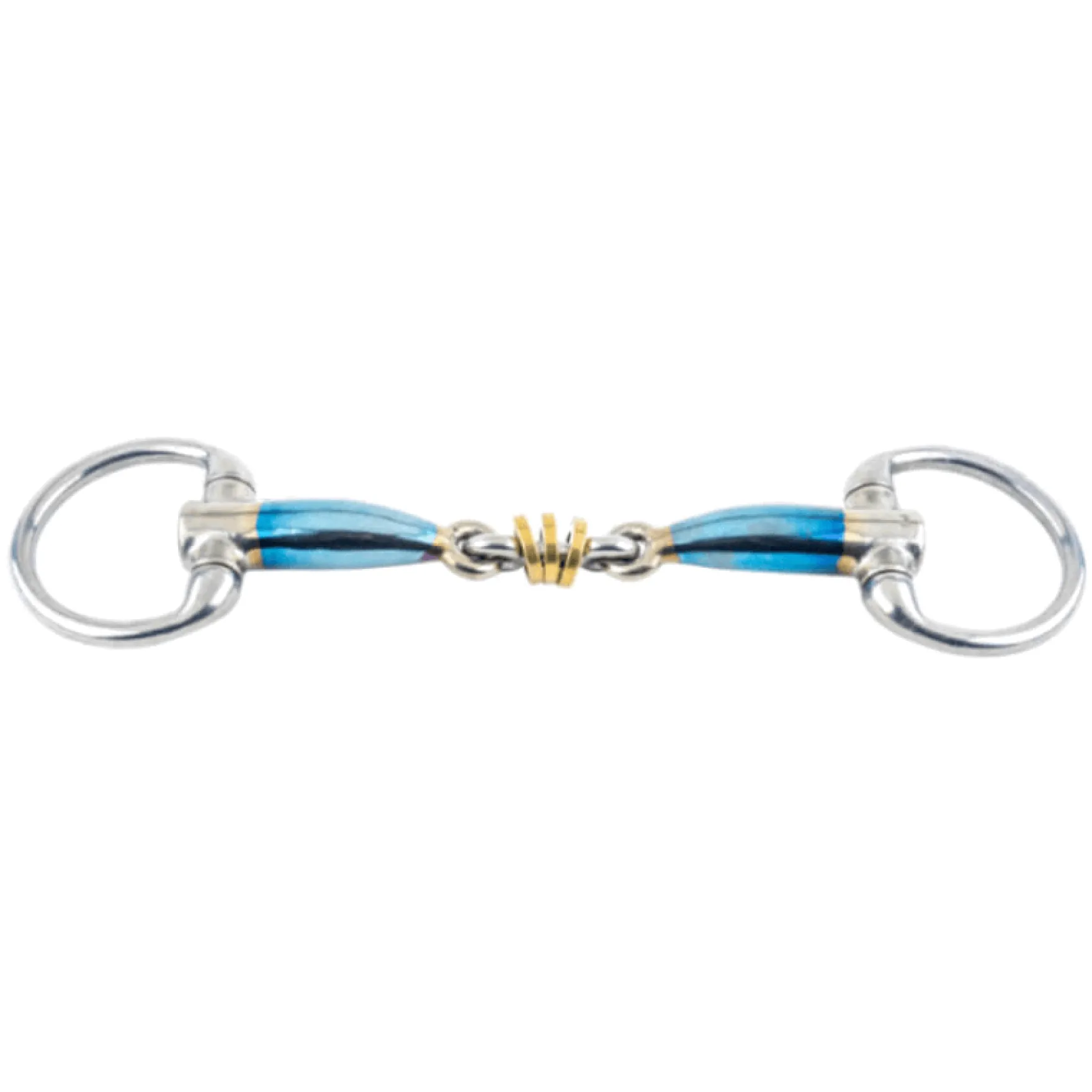 Olivenkopf-Unterlegtrense Sweet Iron, Messingringe, doppelt gebrochen, Gebiss