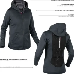 Rückenschutzjacke Damen, Rückenprotektor, Sweatjacke, Fleecejacke