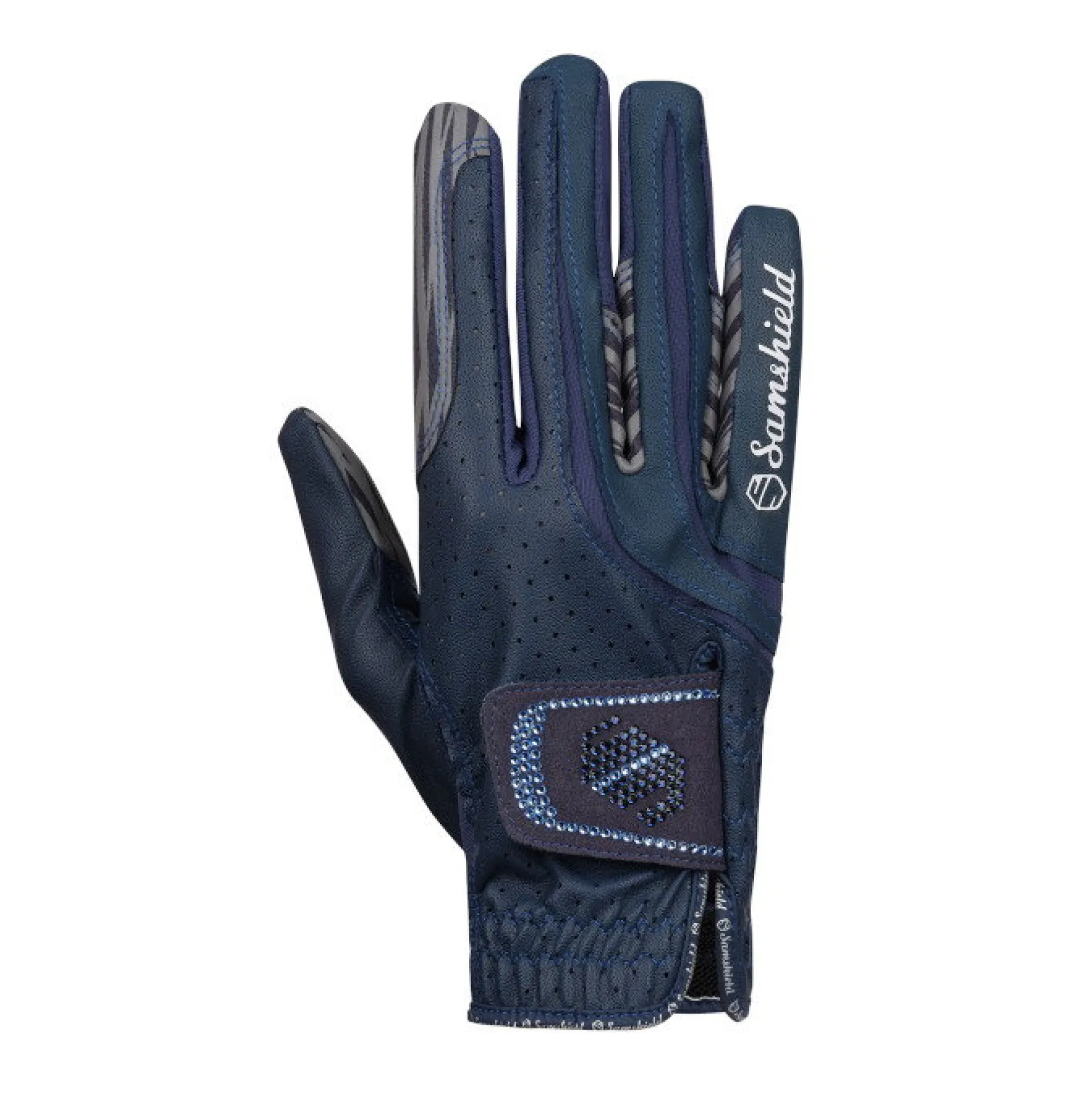 Reithandschuhe V-Skin Swarovski Ton-in-Ton, Kunstleder, Glitzer