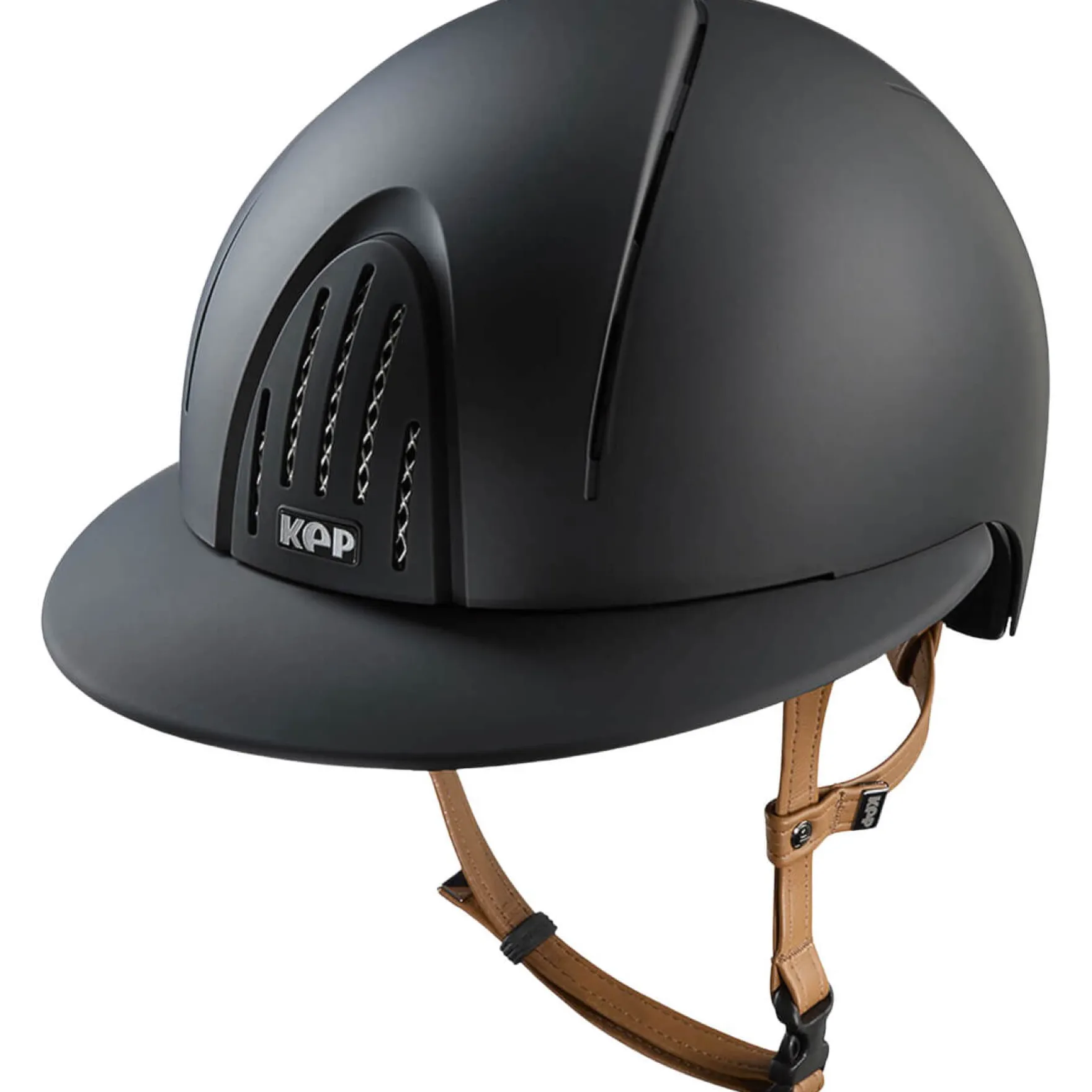 Reithelm Smart NOVA Matt mit Polo-Schirm mit Beigen Kinnriemen