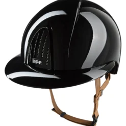 Reithelm Smart NOVA Metal Polish mit Polo-Schirm mit Beigen Kinnriemen