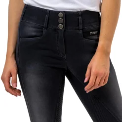 Reithose Damen Candela Jeans DuraGrip, Vollbesatz, Full-Grip
