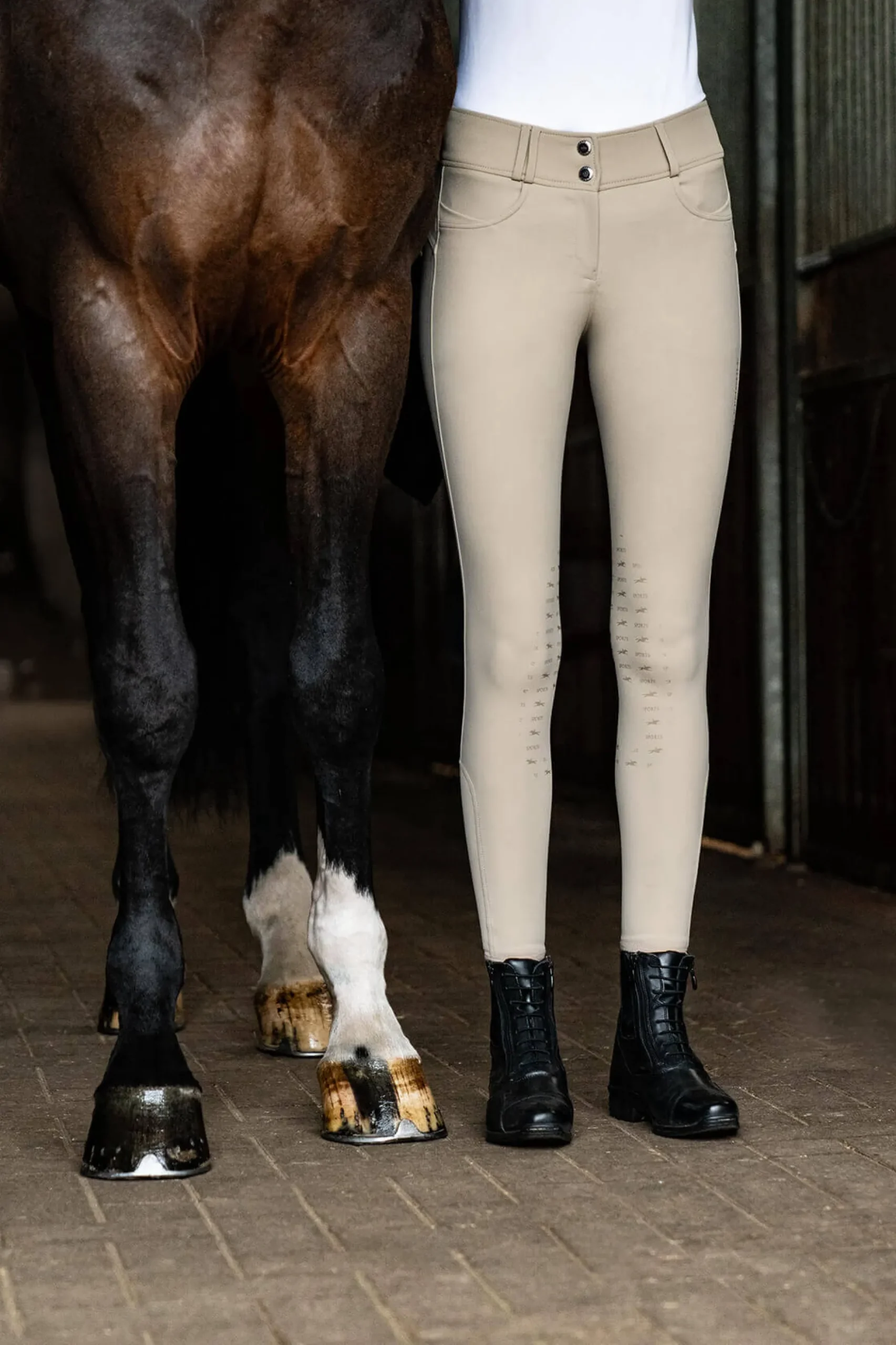 Reithose Damen Darleen KG Classic, High Waist, Kniebesatz, Knee-Grip