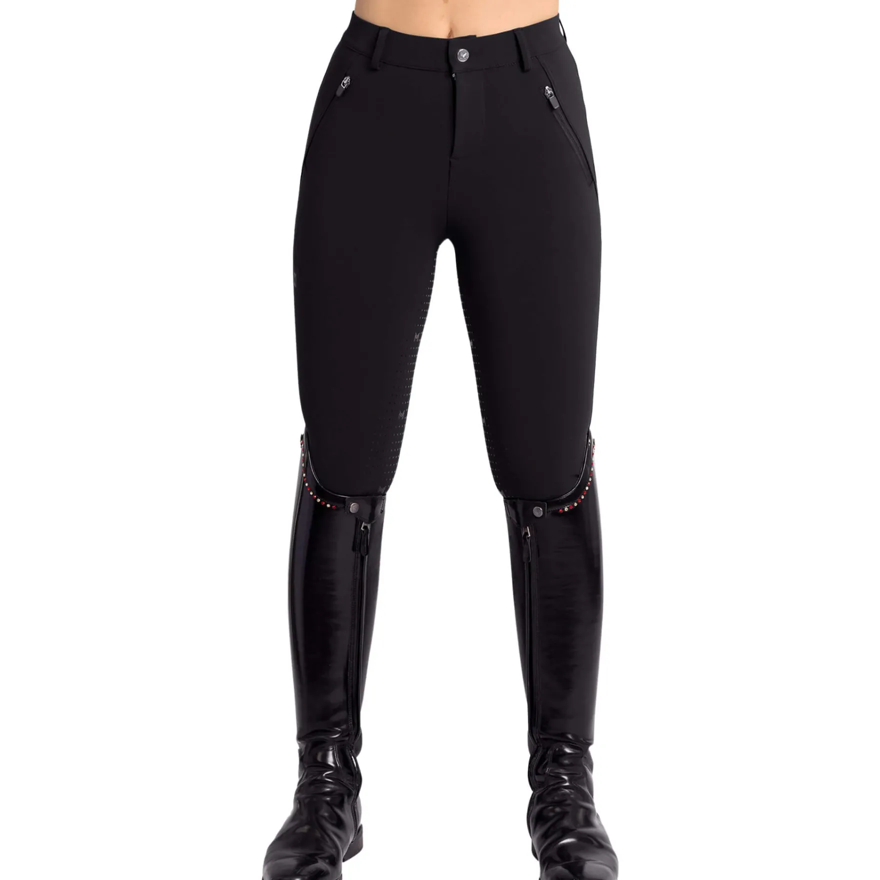 Reithose Damen Geo, Vollbesatz, Full-Grip, High Waist