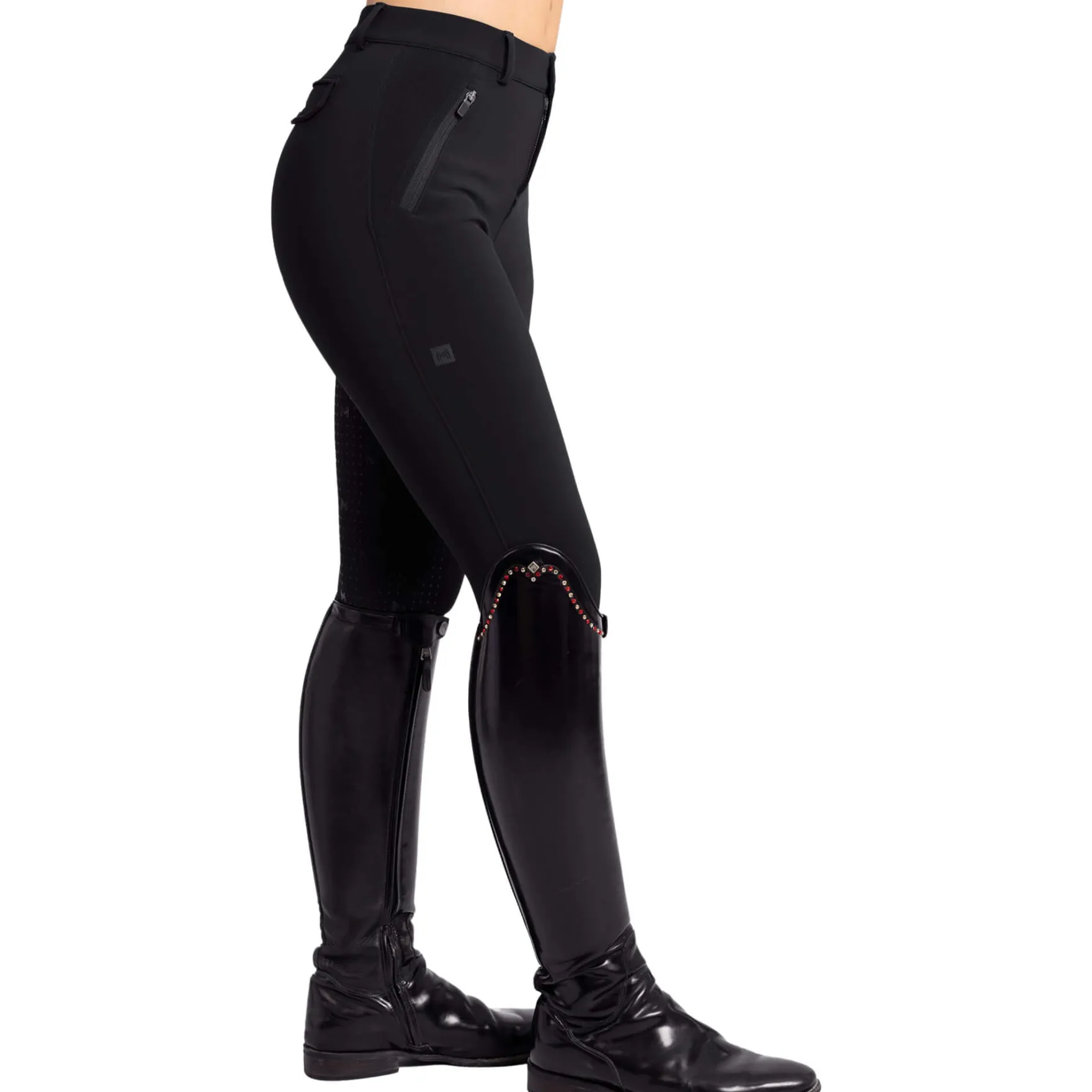 Reithose Damen Geo, Vollbesatz, Full-Grip, High Waist