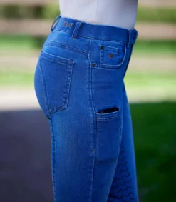 Reithose Damen Luna, Jeansreithose, Vollbesatz, Full-Grip