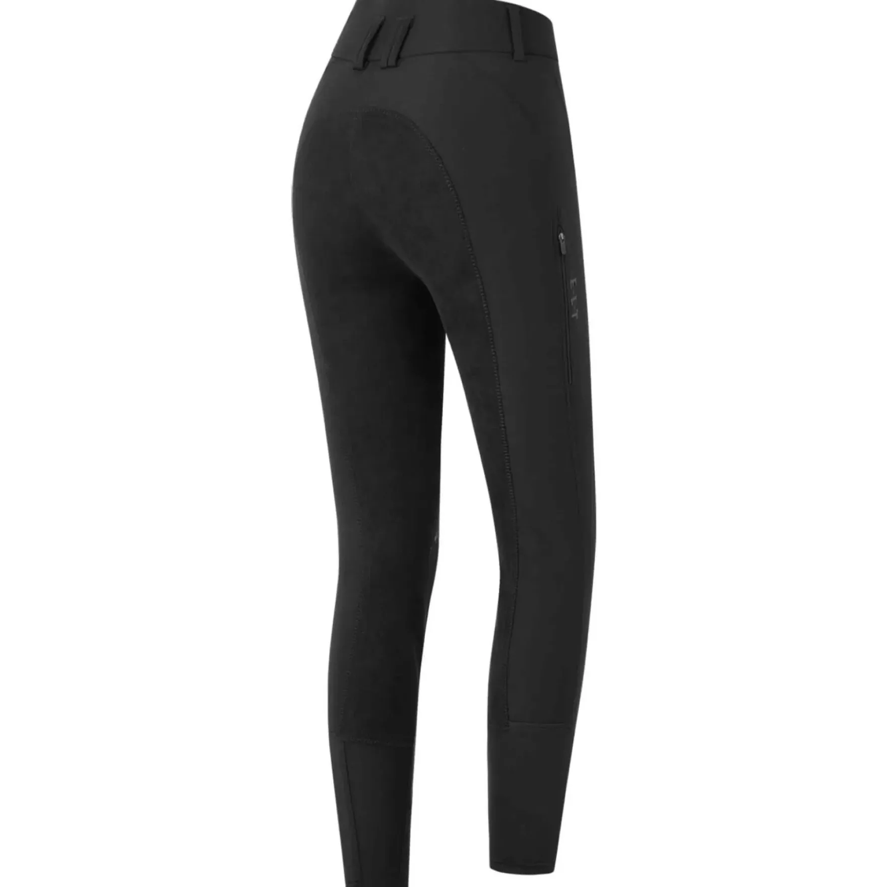 Reithose Damen Oktavia Curved High Waist, Vollbesatz, Lederbesatz, Kunstleder