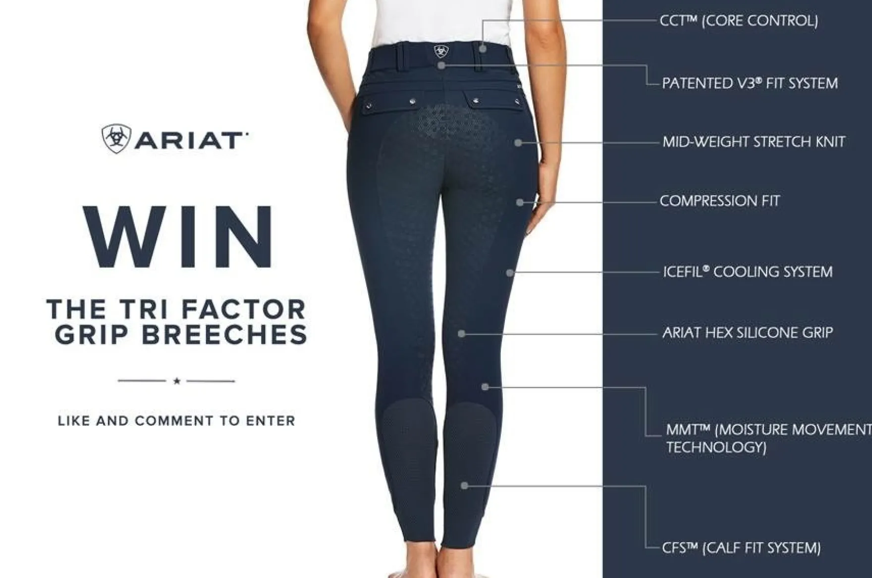 Reithose Damen Tri Factor, Vollbesatz, Full-Grip