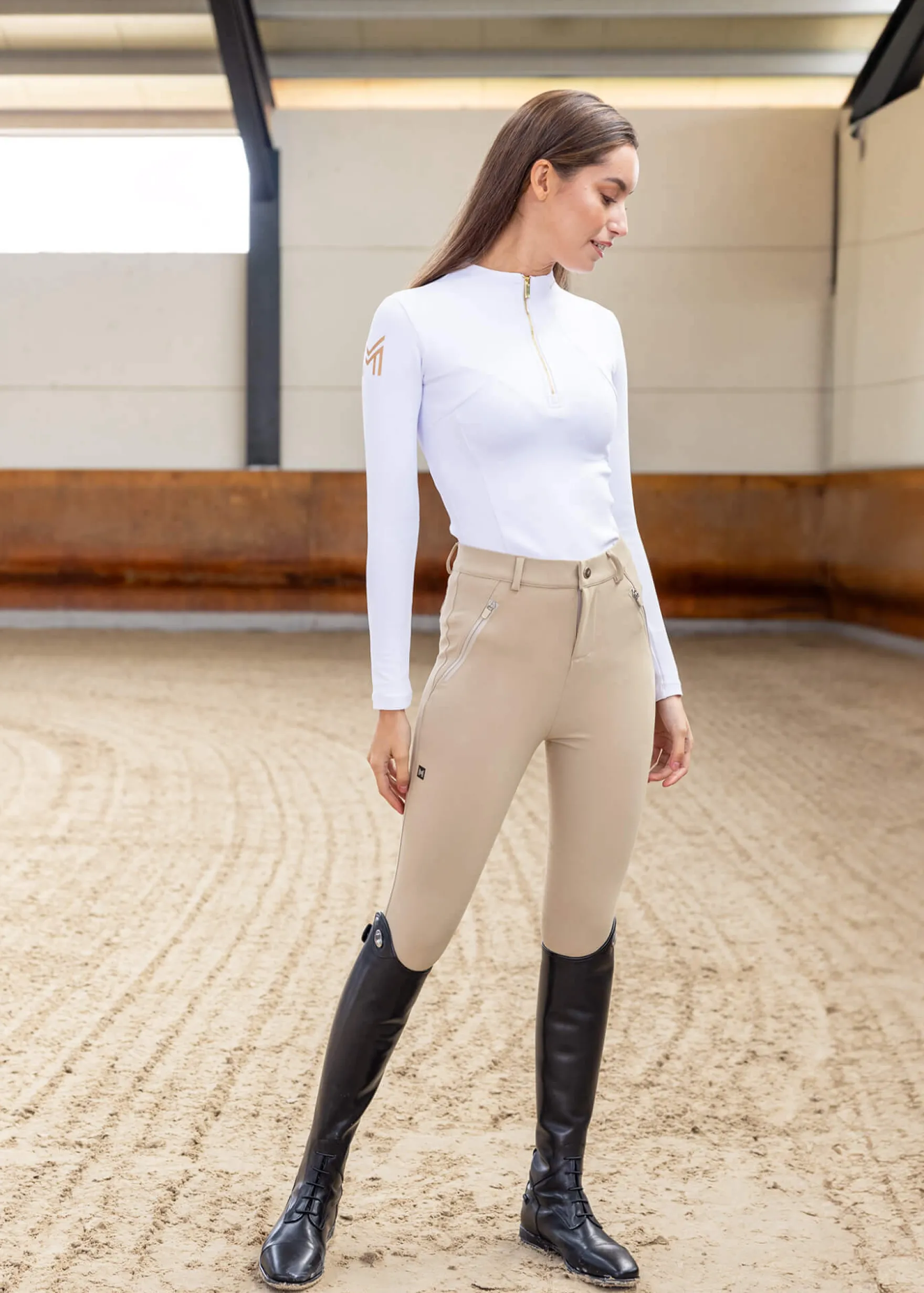 Reithose Damen Winter Geo, Vollbesatz, Full-Grip, Winterreithose, High Waist
