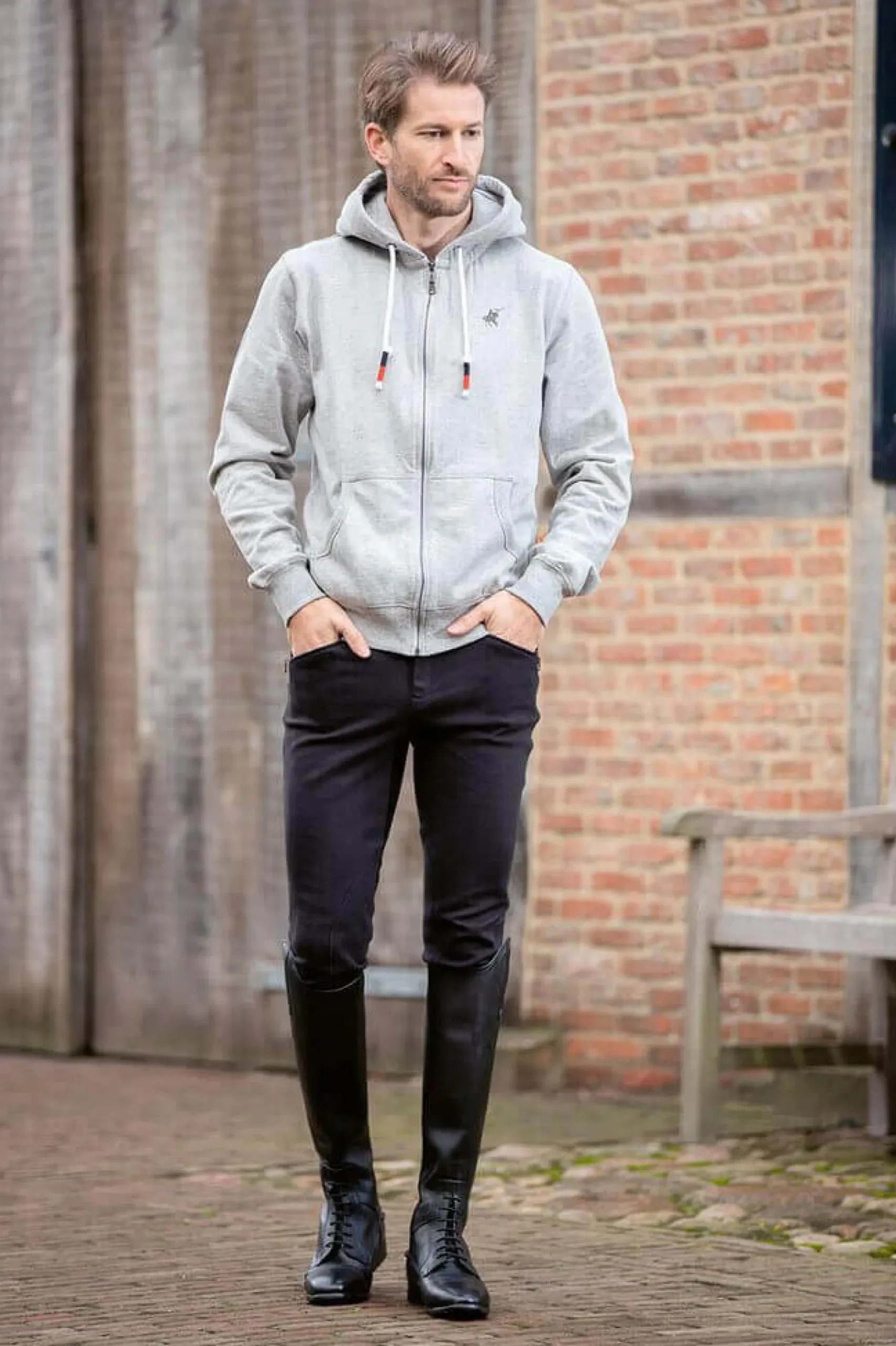 Reithose Herren Basic, Kniebesatz, Stoff