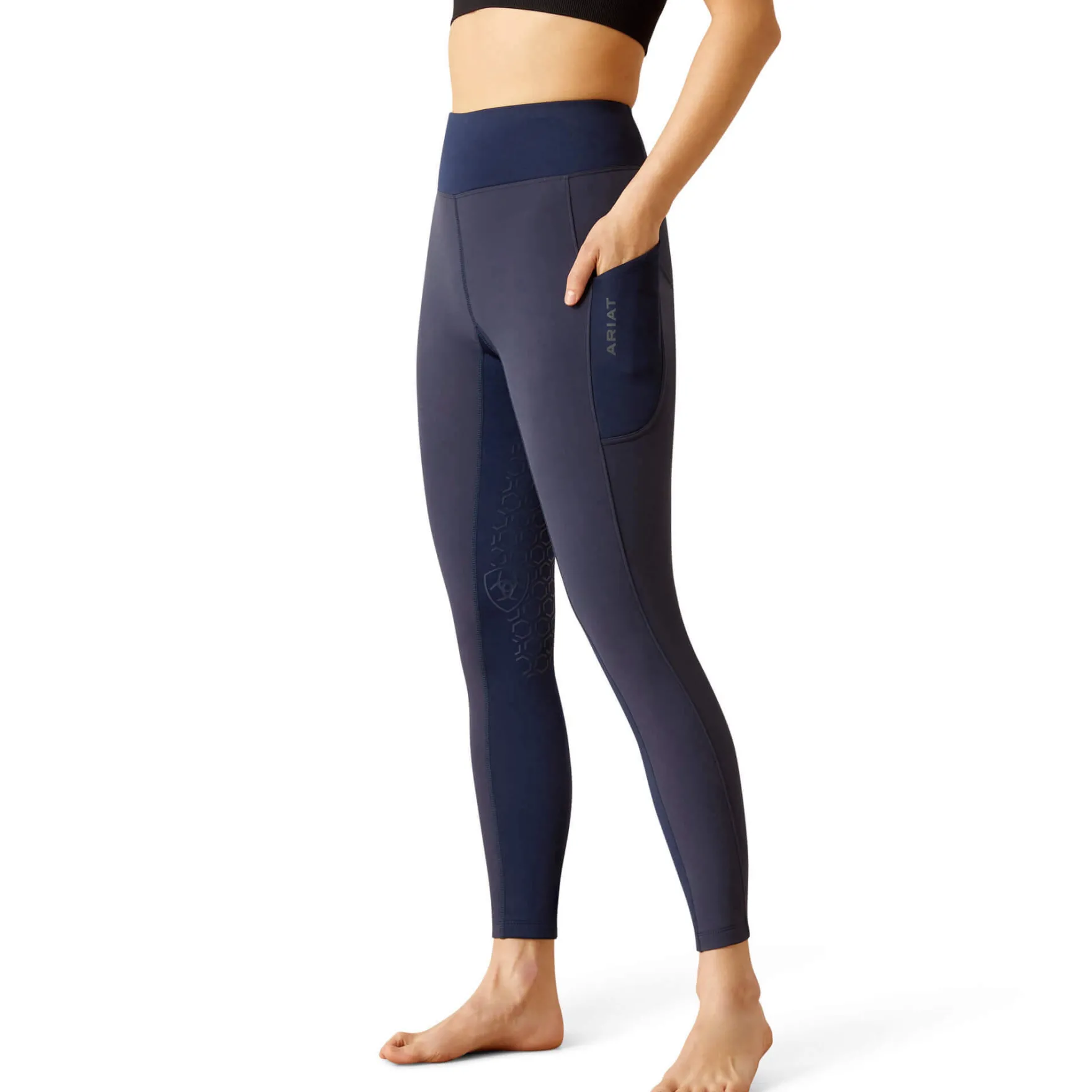 Reitleggings Damen Boreas, Teilbesatz, Half-Grip, High Waist