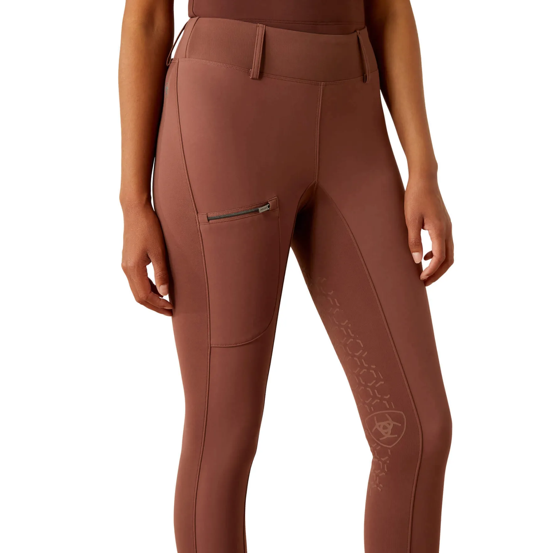Reitleggings Damen Boreas 2.0, Teilbesatz, Half-Grip, High Waist