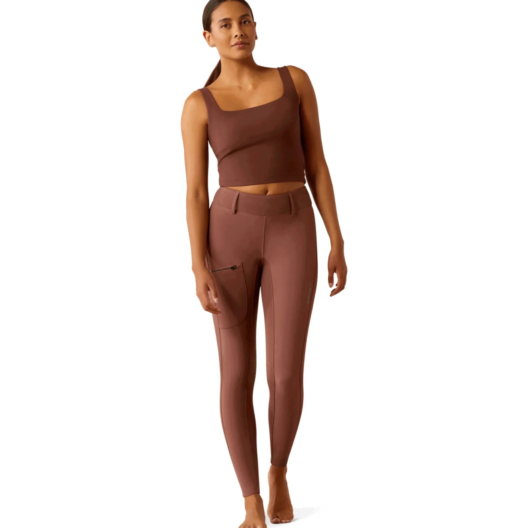 Reitleggings Damen Boreas 2.0, Teilbesatz, Half-Grip, High Waist