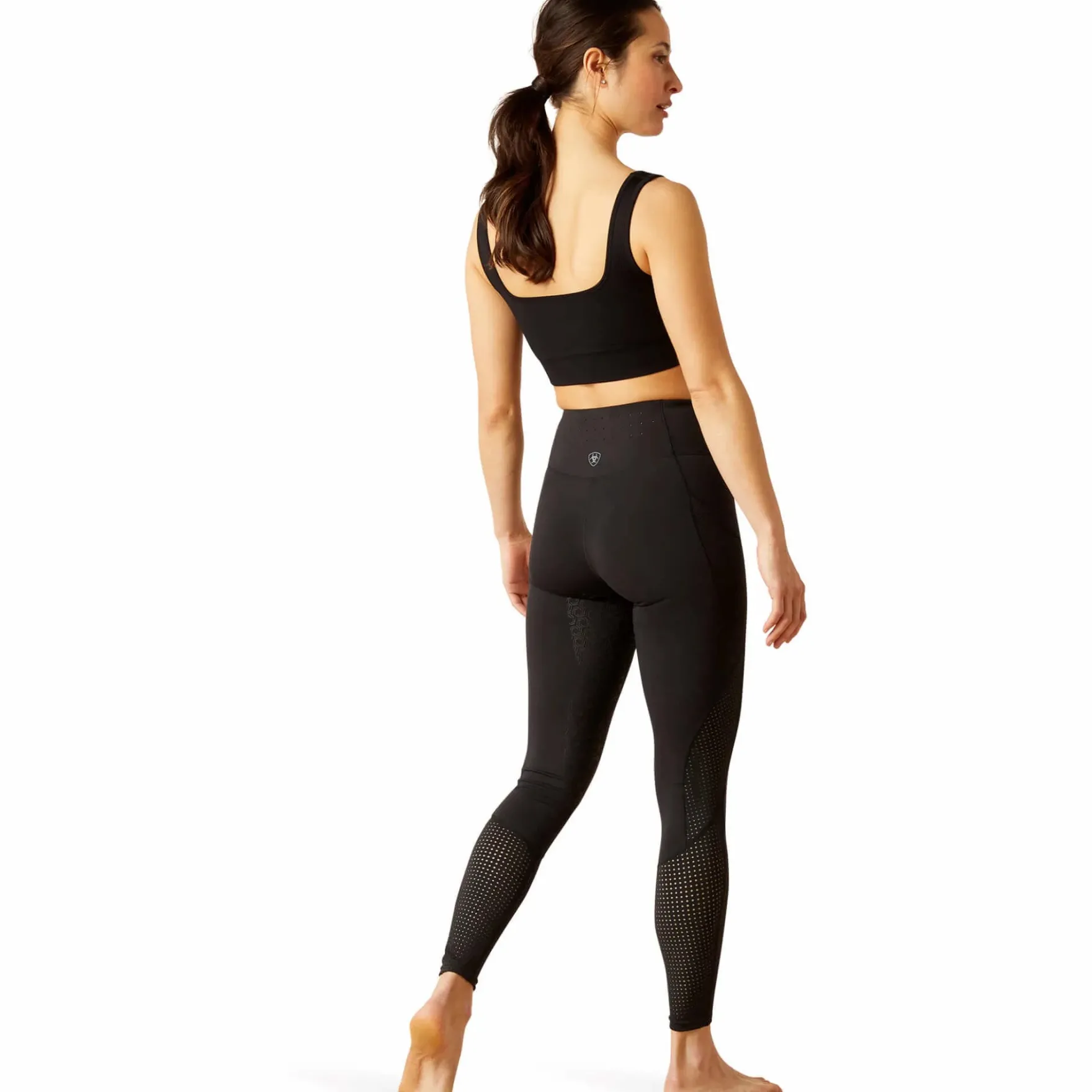 Reitleggings Damen Breathe EOS, Teilbesatz, Half-Grip, High Waist