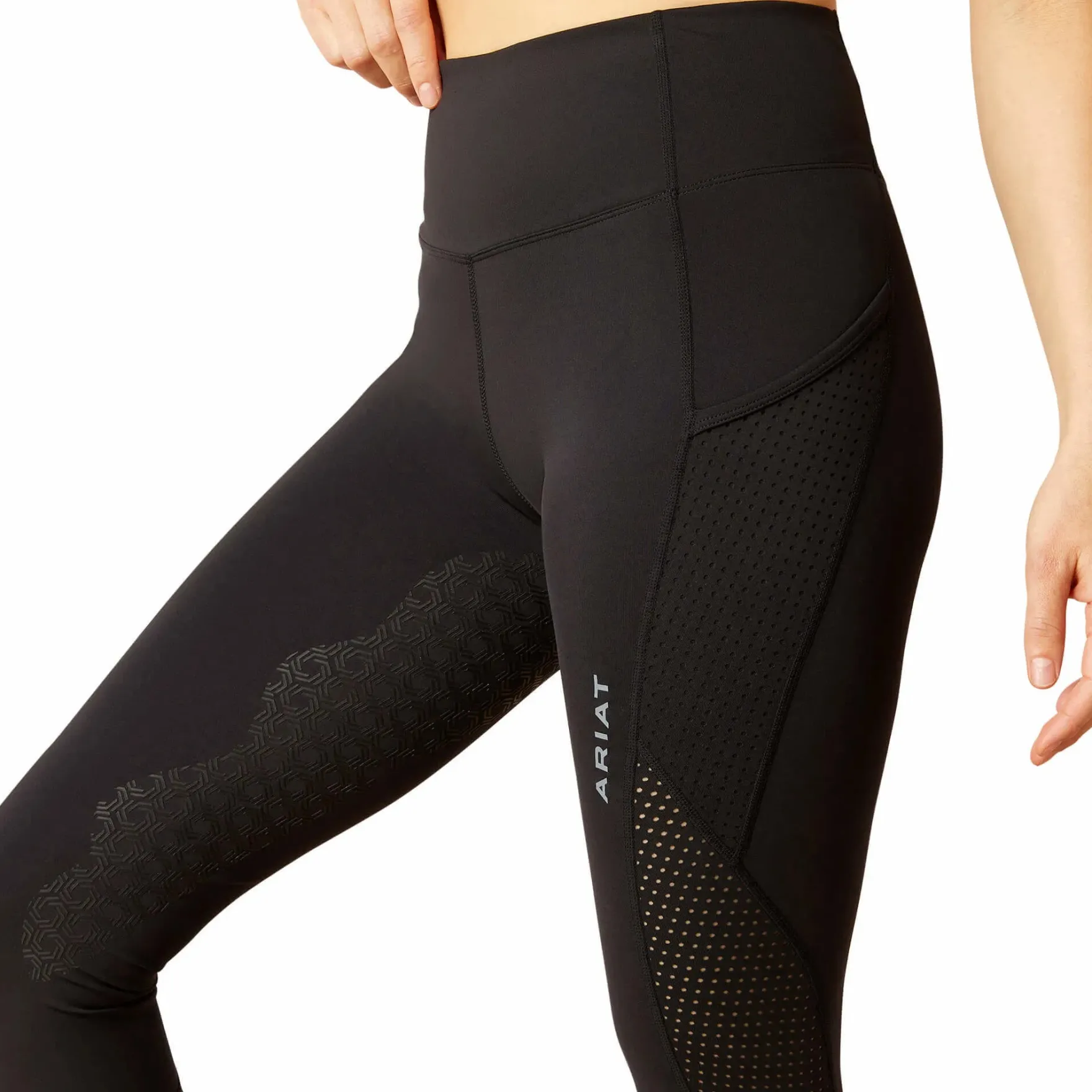 Reitleggings Damen Breathe EOS, Teilbesatz, Half-Grip, High Waist