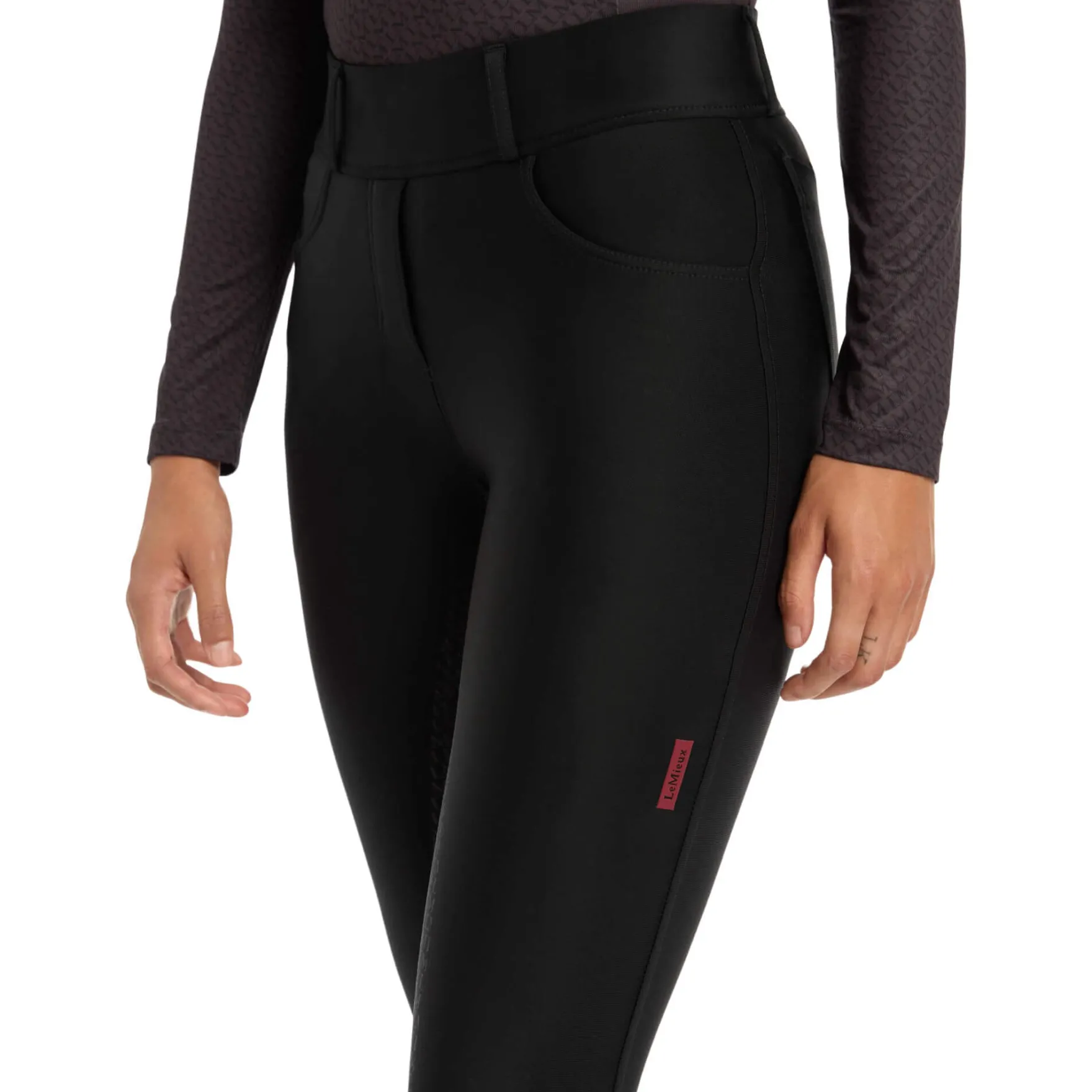 Reitleggings Damen Demi Pull On Breggings, Vollbesatz, Full-Grip