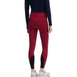 Reitleggings Damen Glitter Logo Red Dahlia Hybrid, Vollbesatz, Full-Grip, High Waist
