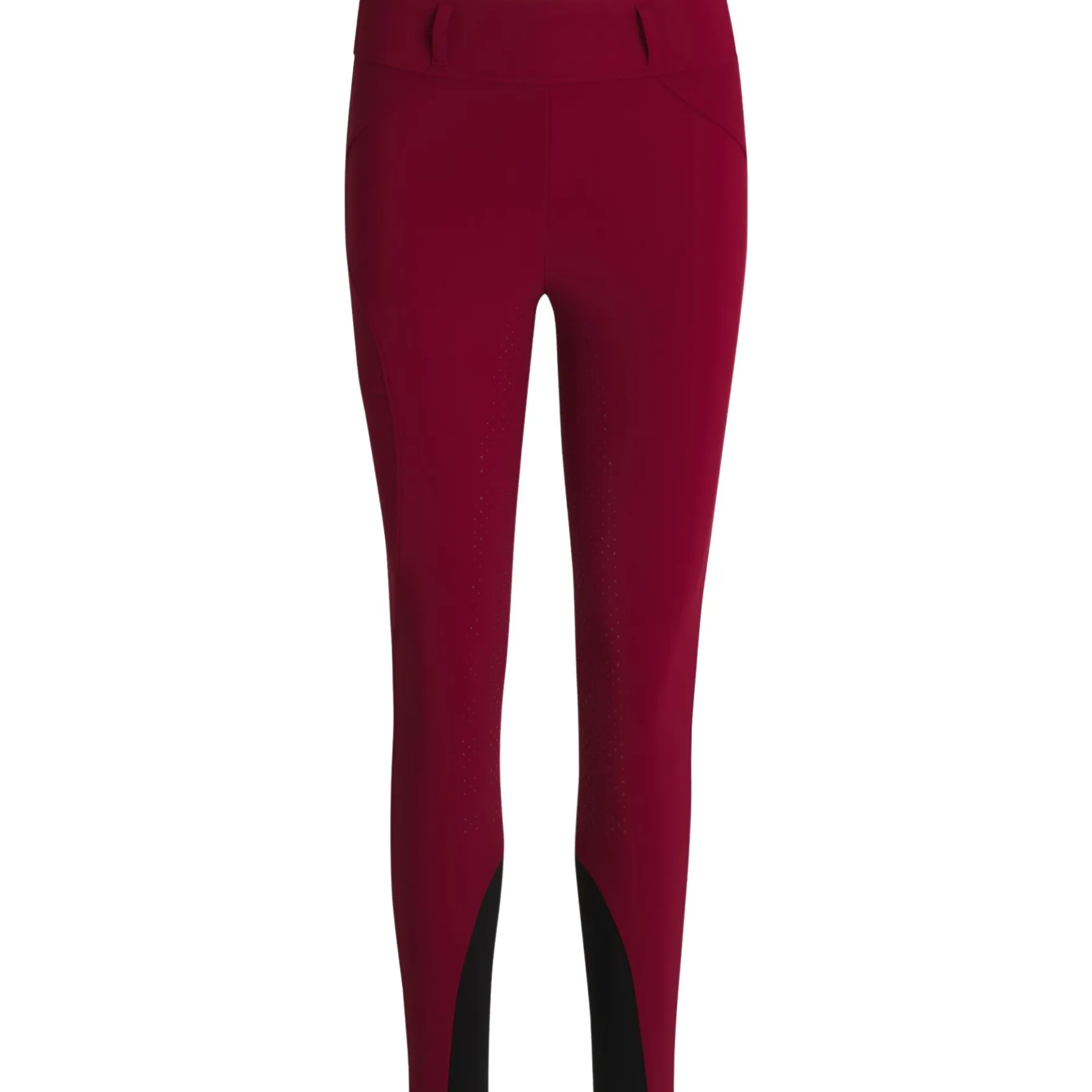 Reitleggings Damen Glitter Logo Red Dahlia Hybrid, Vollbesatz, Full-Grip, High Waist