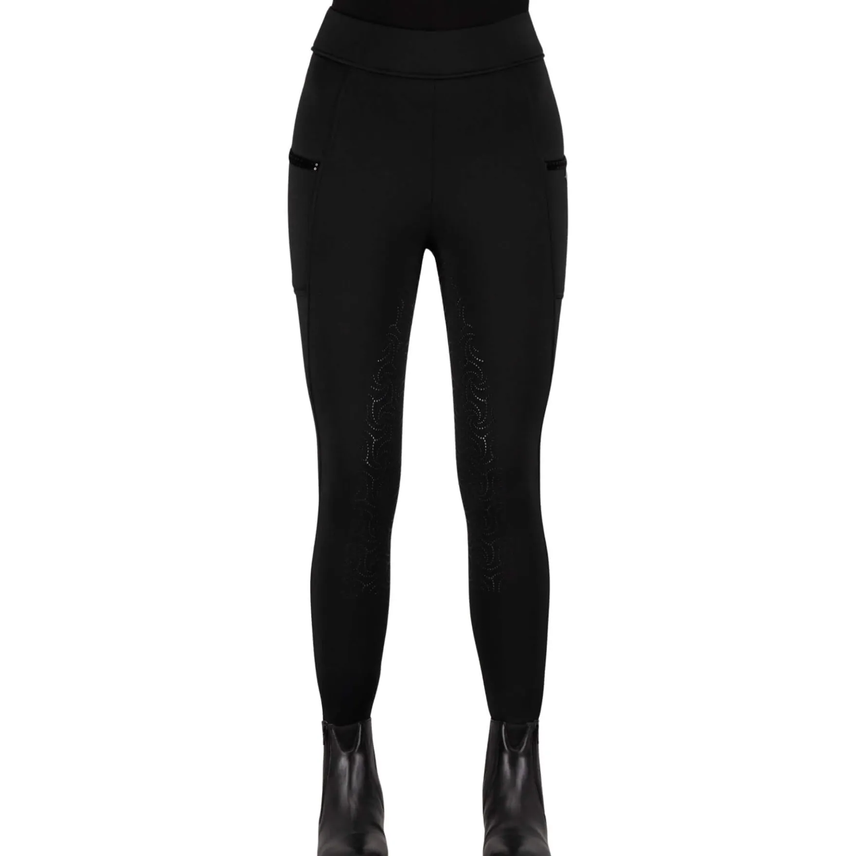Reitleggings Damen IRHTeddy, Vollbesatz, Full-Grip, High Waist, Winter