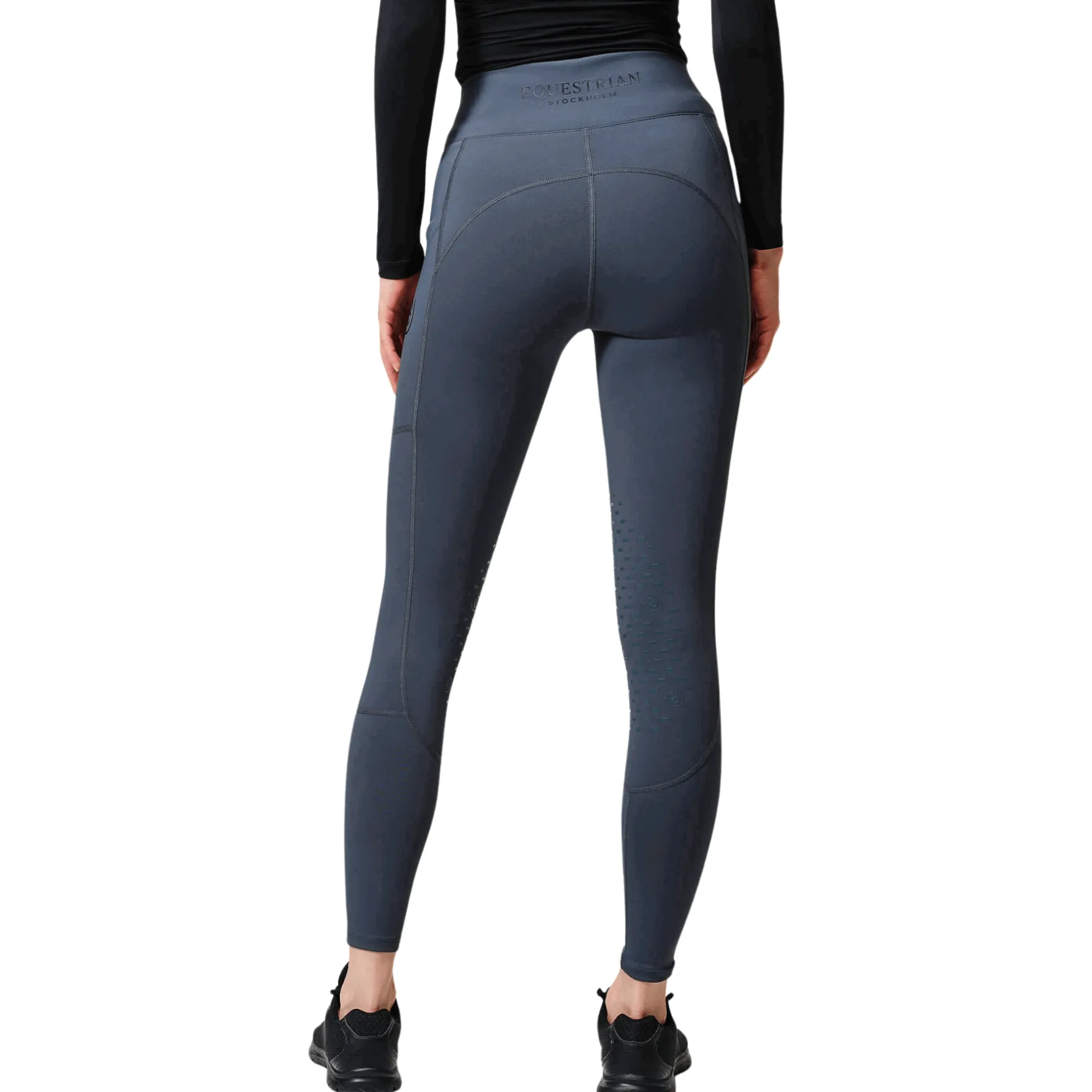 Reitleggings Damen Jump Movement Grey, Kniebesatz, Knee-Grip