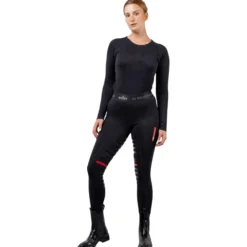 Reitleggings Damen Reggings R1, Kniebesatz, Knee-Grip