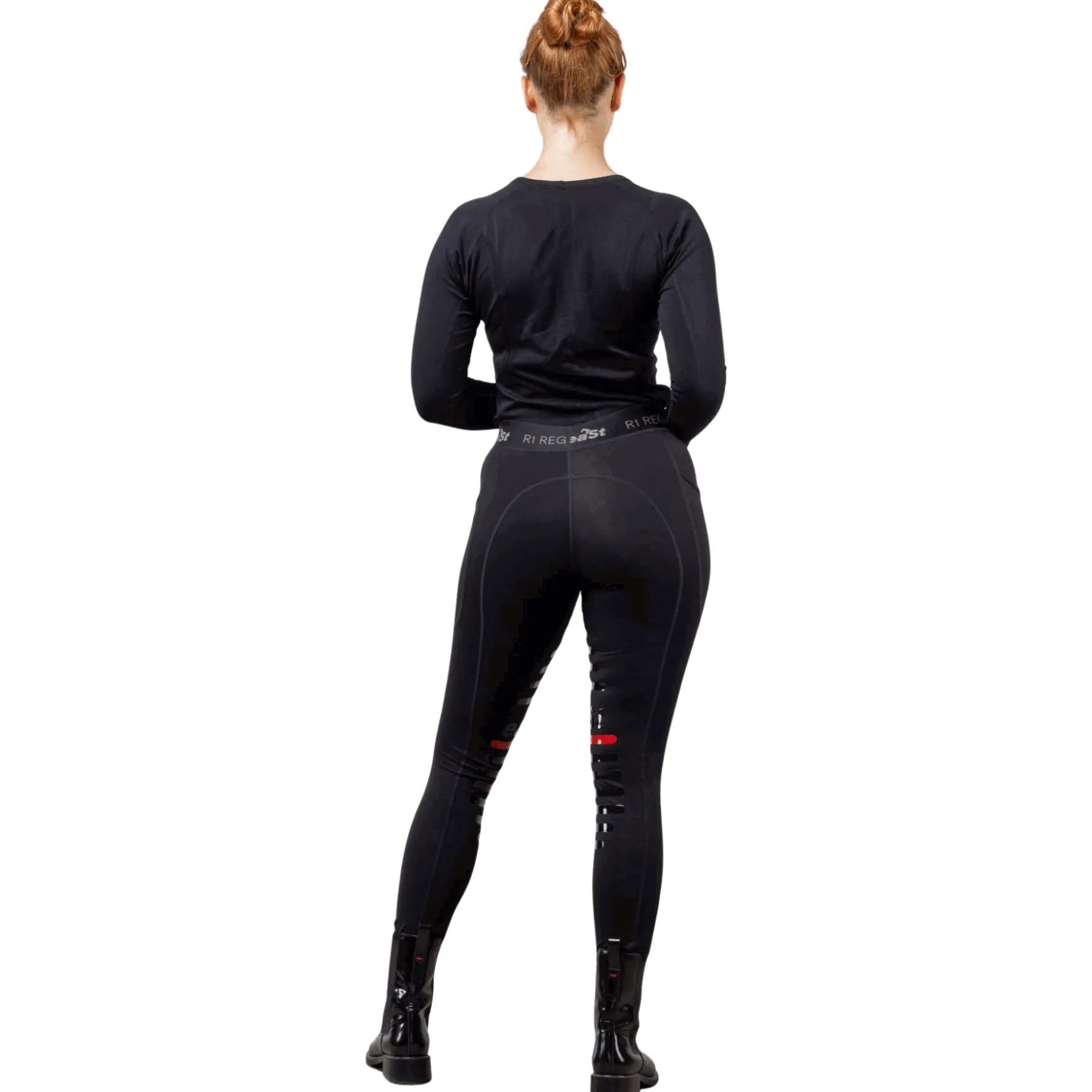 Reitleggings Damen Reggings R1, Kniebesatz, Knee-Grip