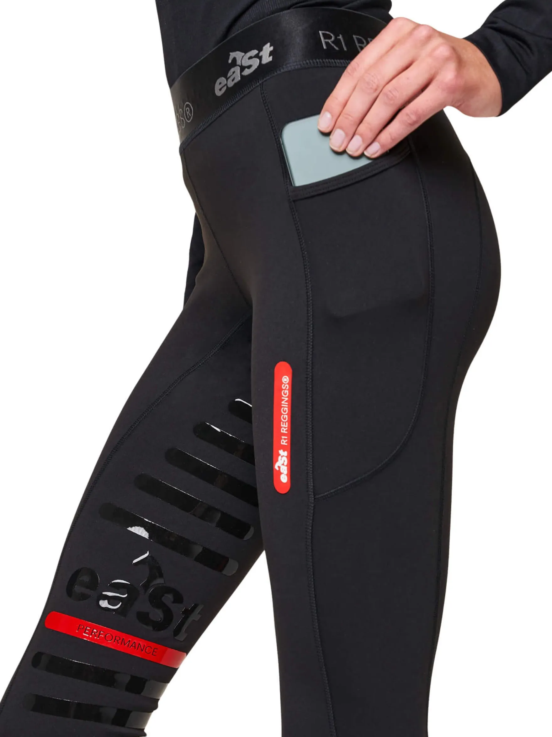 Reitleggings Damen Reggings R1, Kniebesatz, Knee-Grip