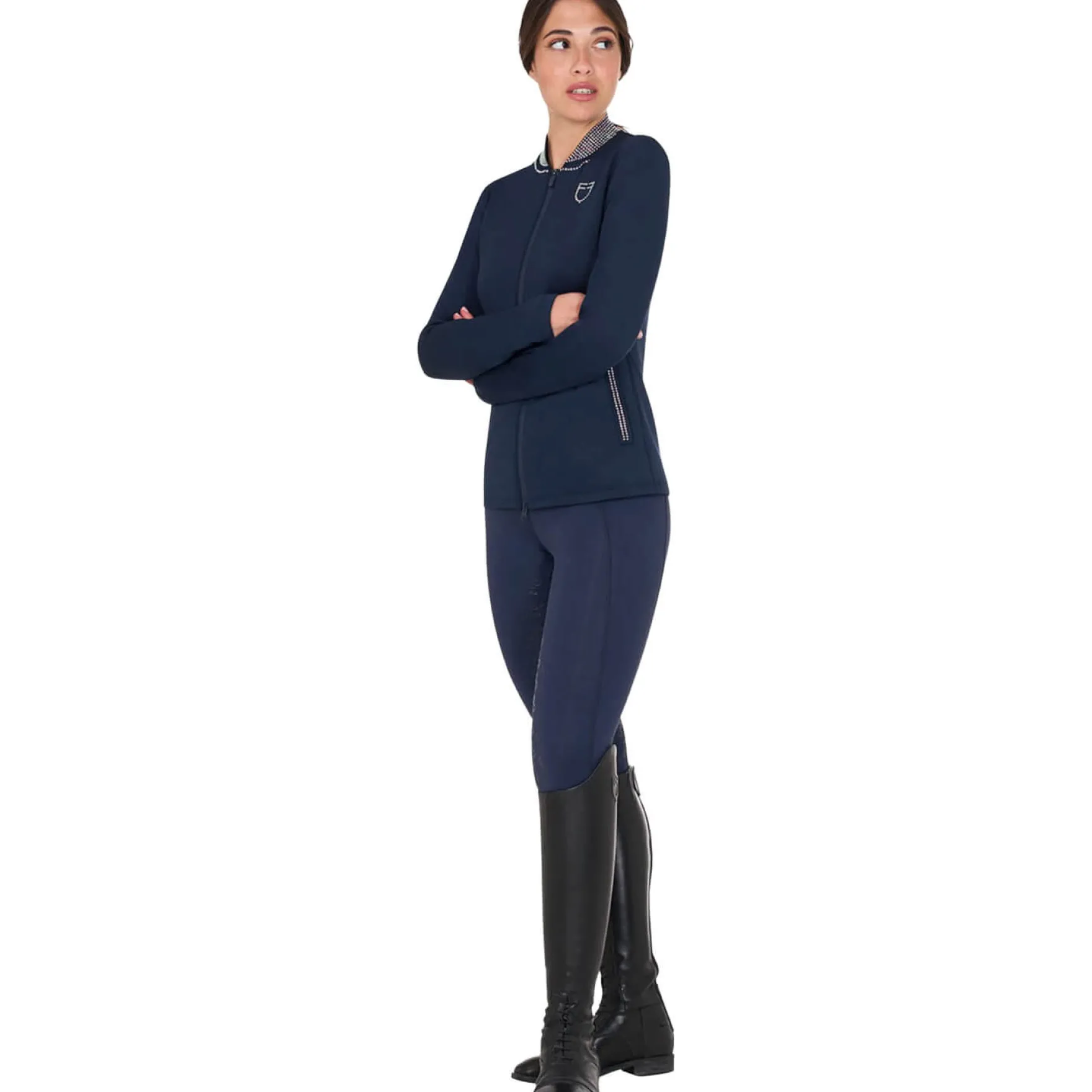 Reitleggings Damen Slim Fit Rhinestones, Vollbesatz, Full-Grip, High Waist