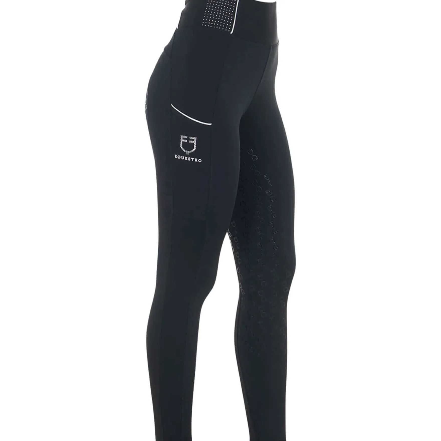 Reitleggings Damen Slim Fit Rhinestones FS26, Vollbesatz, Full-Grip, High Waist