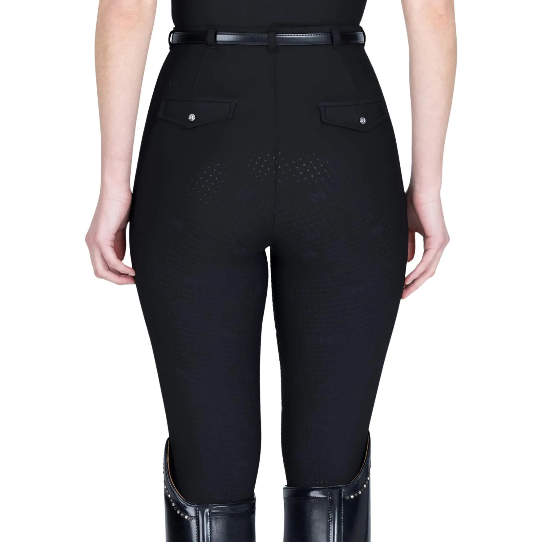 Reitleggings Damen Velya, Vollbesatz, Full-Grip, mit Gürtel