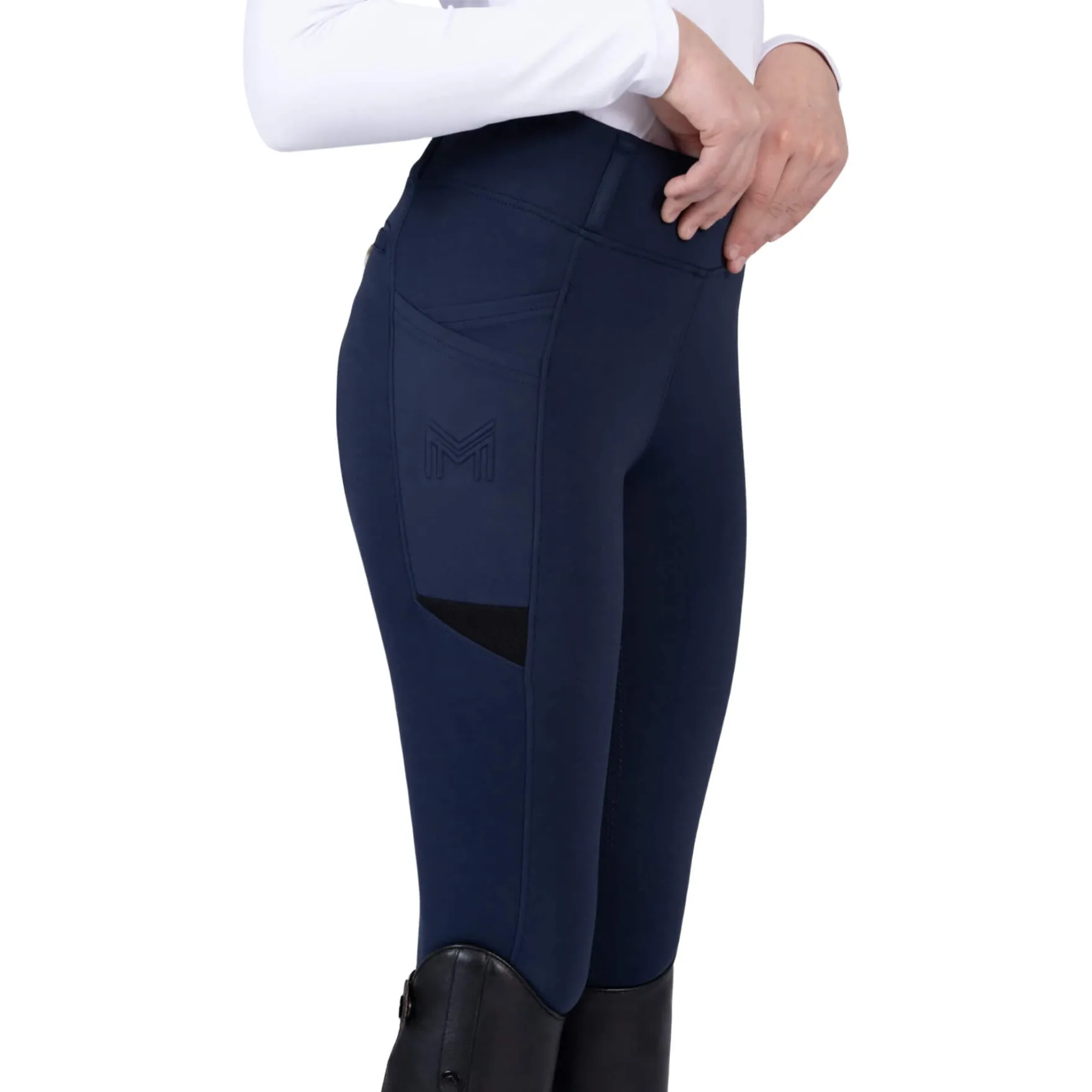 Reitleggings Kinder Tech, Vollbesatz, Full-Grip, High Waist