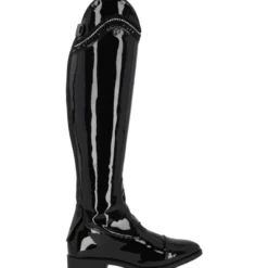 Reitstiefel Damen Lamira, Lederreitstiefel, Lack, Schwarz