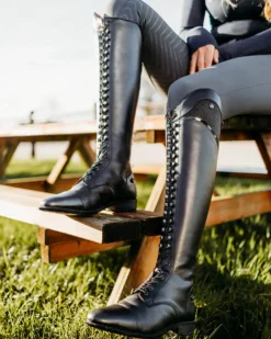 Reitstiefel Hailey Junior, Lederreitstiefel, Mädchen, Damen, Schwarz