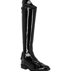Reitstiefel Mädchen Lamira Junior, Lederreitstiefel, Lack, Schwarz