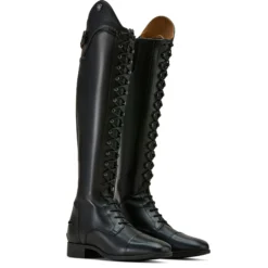 Reitstiefel Palisade Lace, Damen, Lederreitstiefel, Schwarz/Schwarz Saffiano