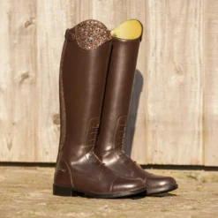 Reitstiefel Romy Junior, Lederreitstiefel, Mädchen, Damen, Braun