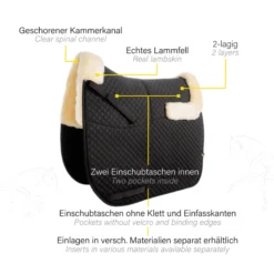 Schabracke, mit innenliegenden Taschen, Lammfell, Dressurschabracke