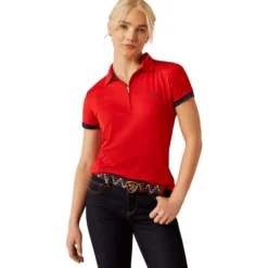 Shirt Damen Bandera 1/4 Zip, Poloshirt, kurzarm