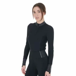 Shirt Damen, Trainingsshirt, Mesh, Glitzersteine, langarm
