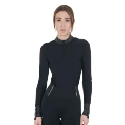Shirt Damen, Trainingsshirt, Mesh, Glitzersteine, langarm