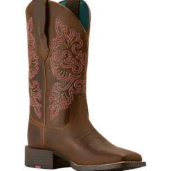 Stiefel Damen Round Up Wide Square Toe StretchFit, Westernstiefel, Leder