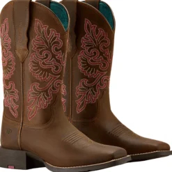Stiefel Damen Round Up Wide Square Toe StretchFit, Westernstiefel, Leder