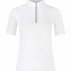 Turniershirt Damen Classic mit Glitzer-Reißverschluss, kurzarm
