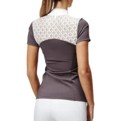 Turniershirt Damen Crystal Champion Top White Dark Violet, kurzarm